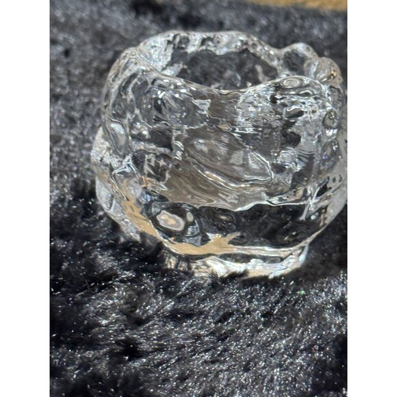 Kosta Boda Clear Glass Textured Votive Candle Holder Ice - Picture 4 of 6
